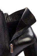 Woman Black Zippered Chunky Heels Leather Boat | Derimod