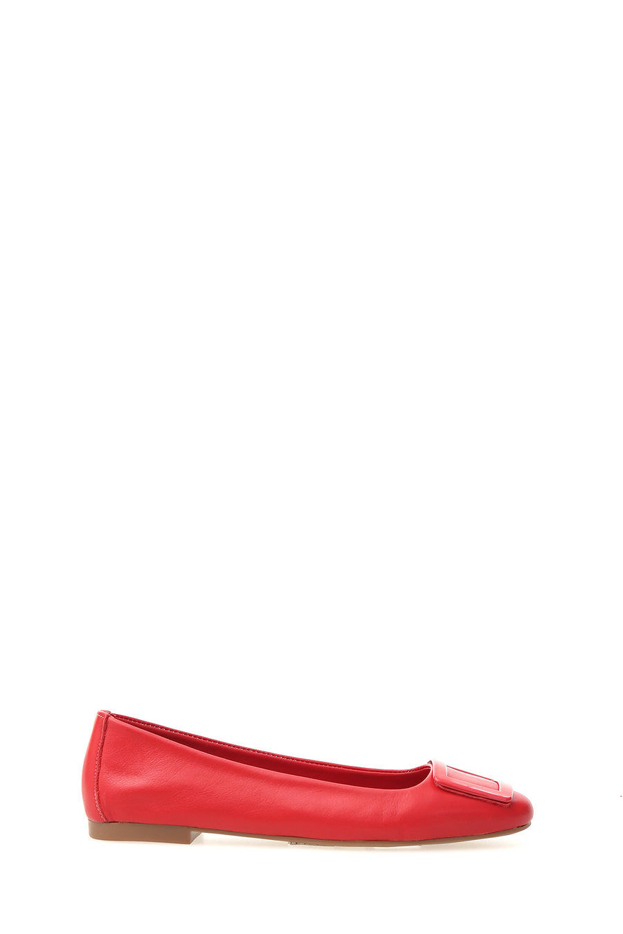 Red Women's Leather Ballerinas