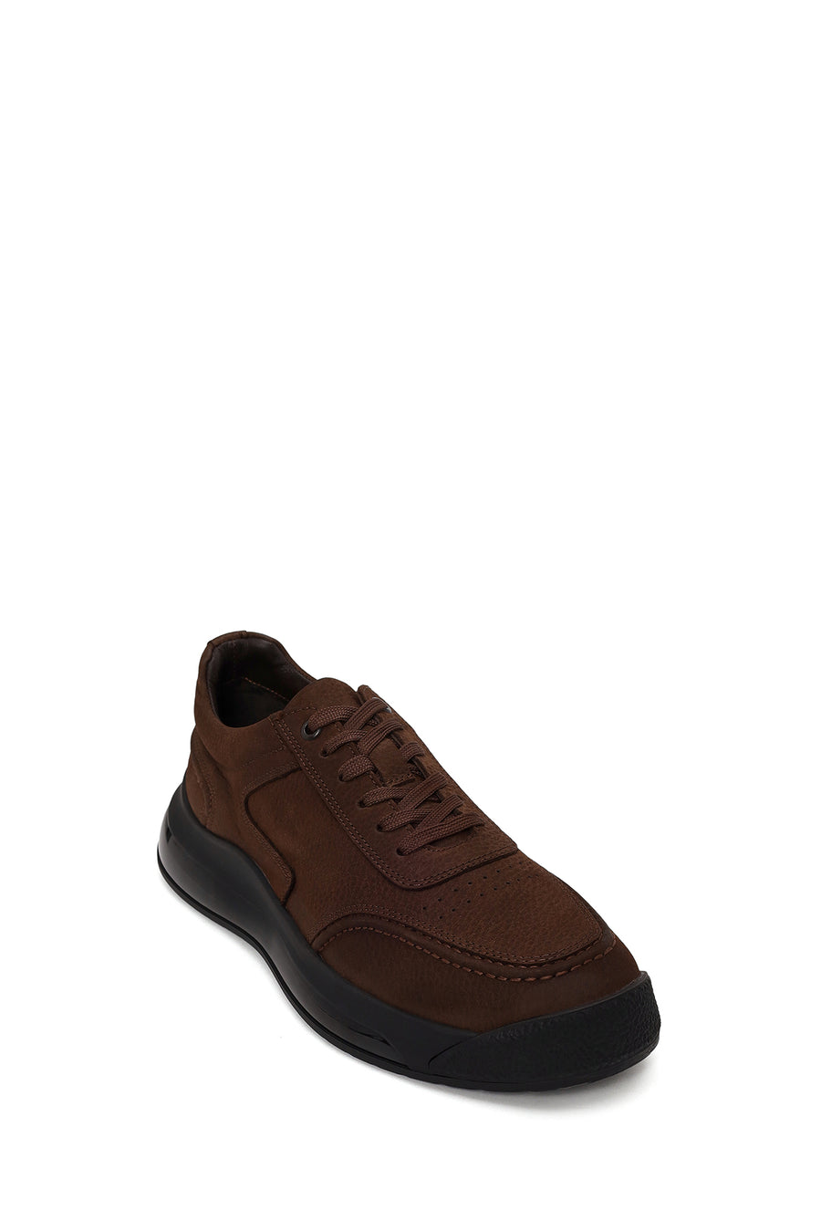 Erkek Kahverengi Bağcıklı Nubuk Deri Sneaker