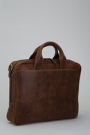 Tan Men's Leather Briefcase | Derimod