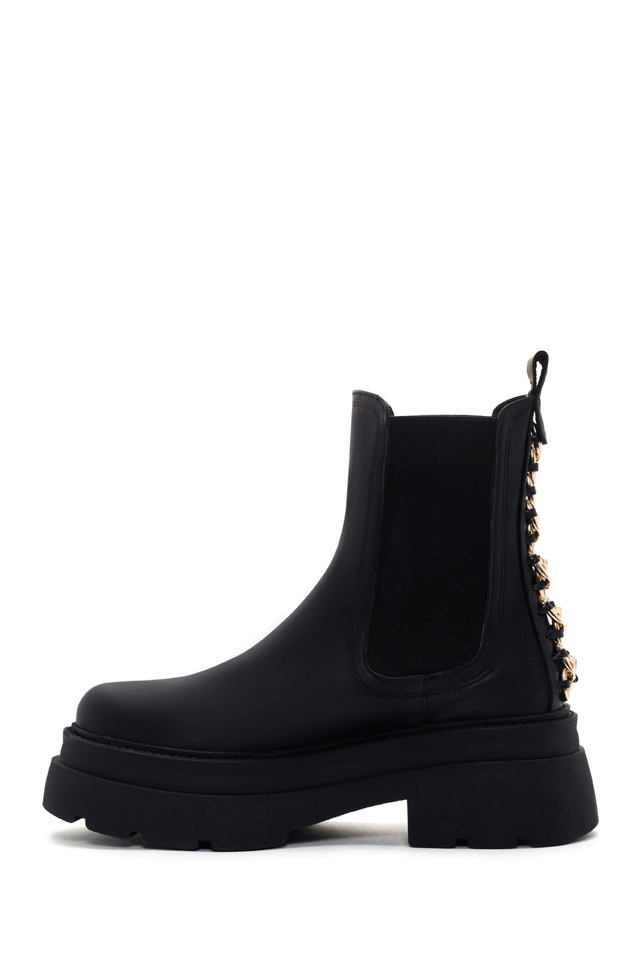Women's Black Thick Soled Chelsea Leather Boots