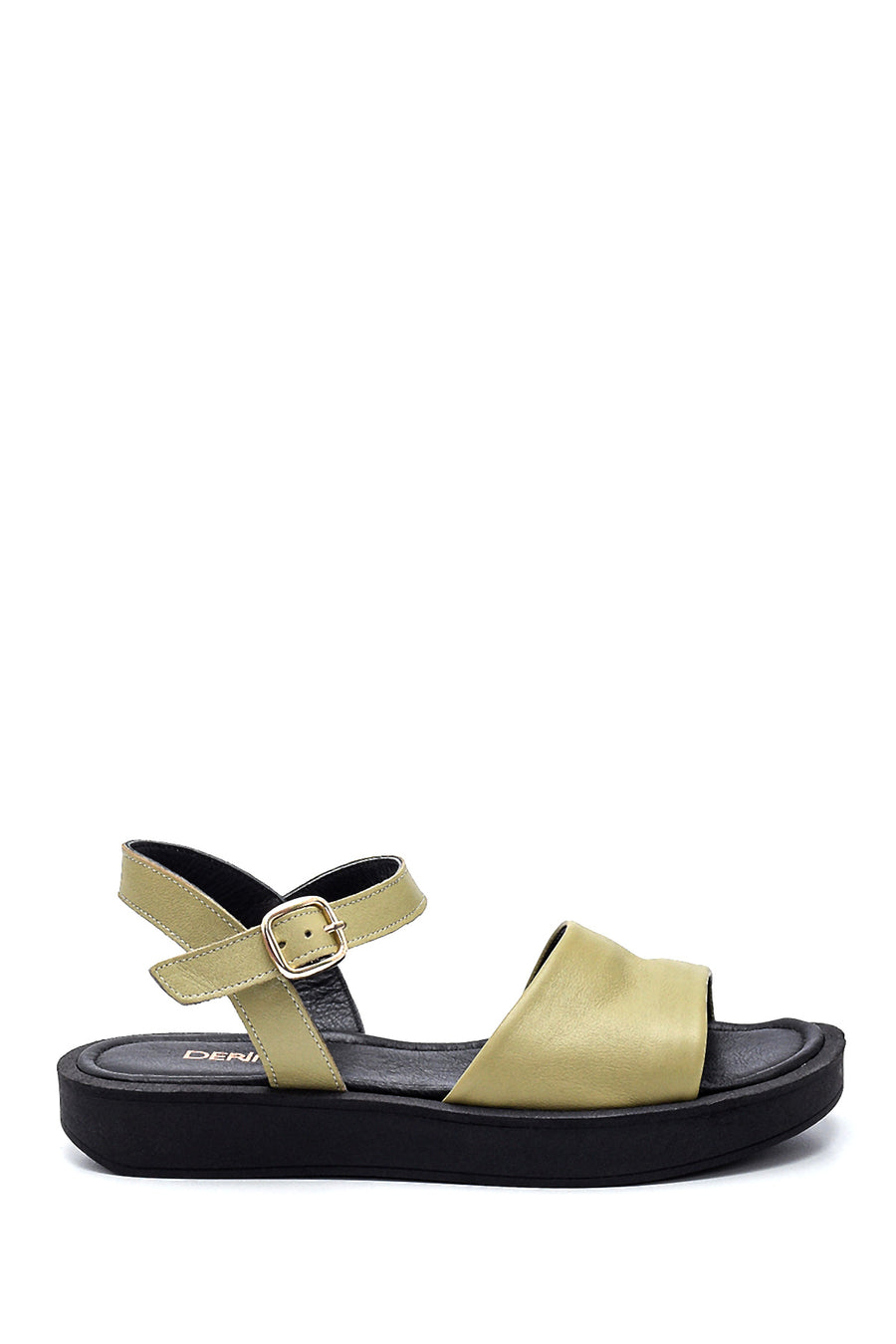 Women's Mint Green Leather Flat Sandals 21SFD301718 | Derimod