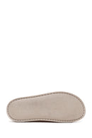 Women's Beige Double Buckled Nubuck Leather Comfort Slippers | Derimod
