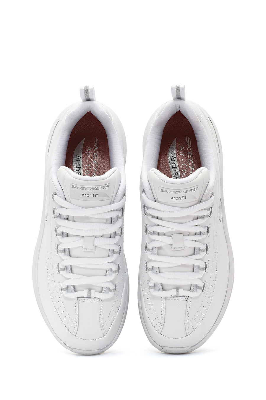 Skechers Women's White Arch Fit Lace-Up Chunky Sole Sneakers