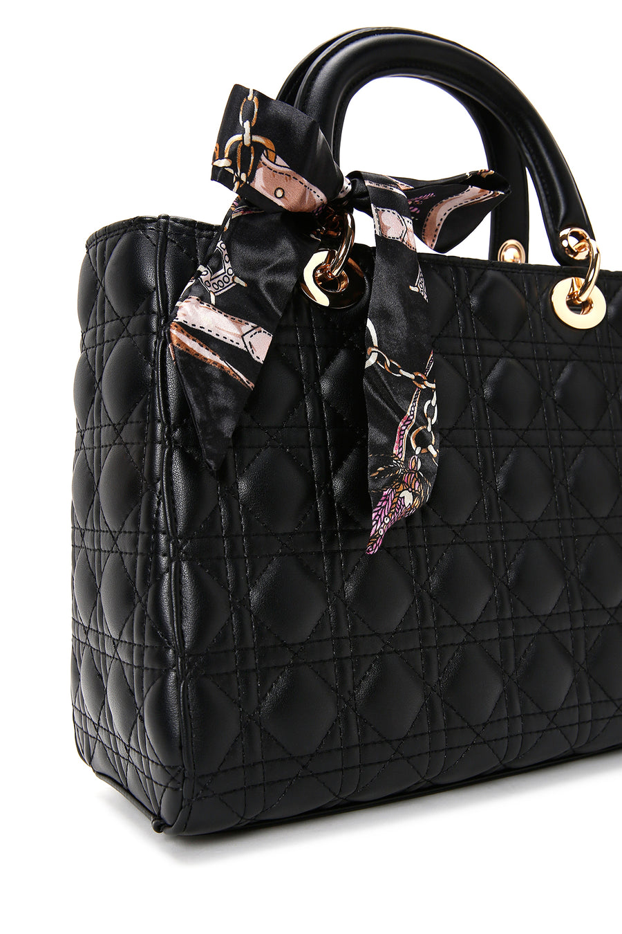 Women's Black Long Strap Quilted Handbag