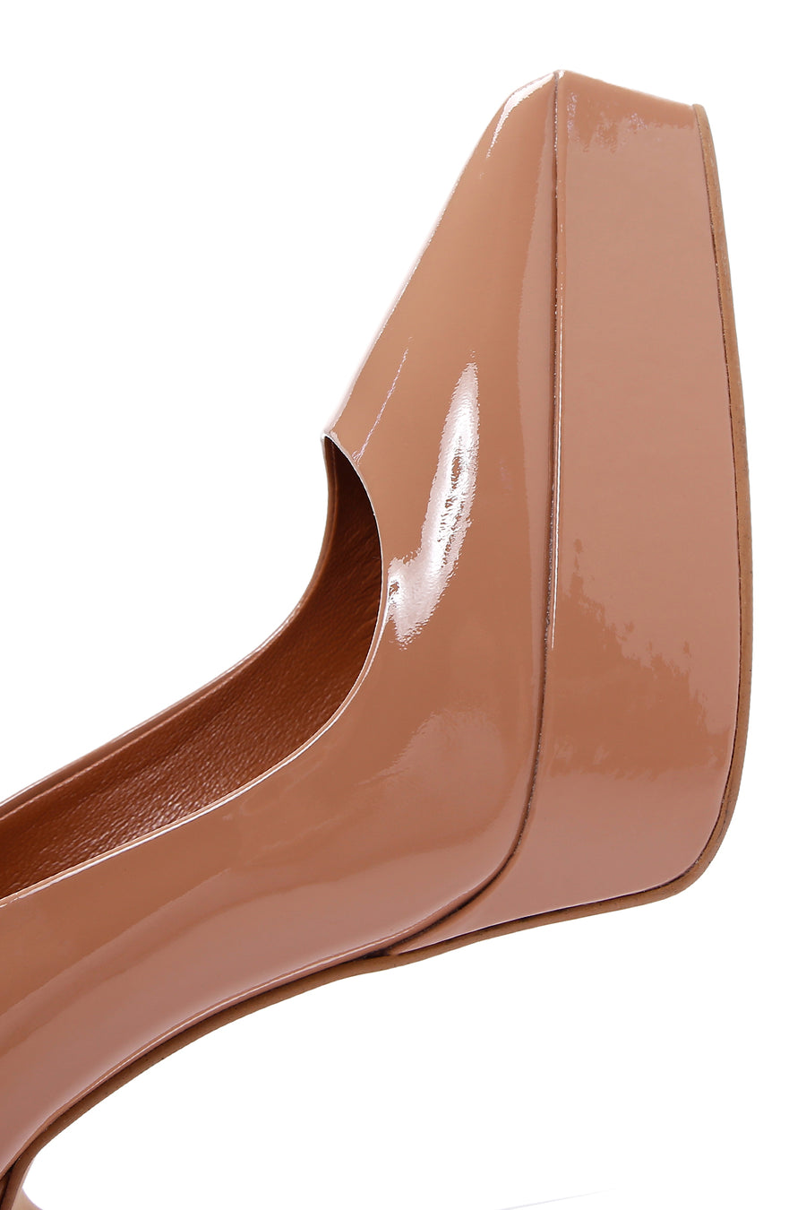 Women's Beige Patent Leather Plaftorm Stiletto