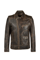 Carter Erkek Kahverengi Biker Deri Mont | Derimod