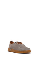 Women's Grey Lace-up Suede Leather Comfort Shoes | Derimod