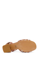 Woman Mink Ankle-Buckle Chunky-Heel Suede Leather Sandals | Derimod