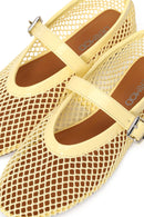 Woman Yellow Mesh Ballerine Shoes | Derimod