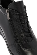 Women's Black Zippered Wedge Heel Leather Comfort Shoes | Derimod