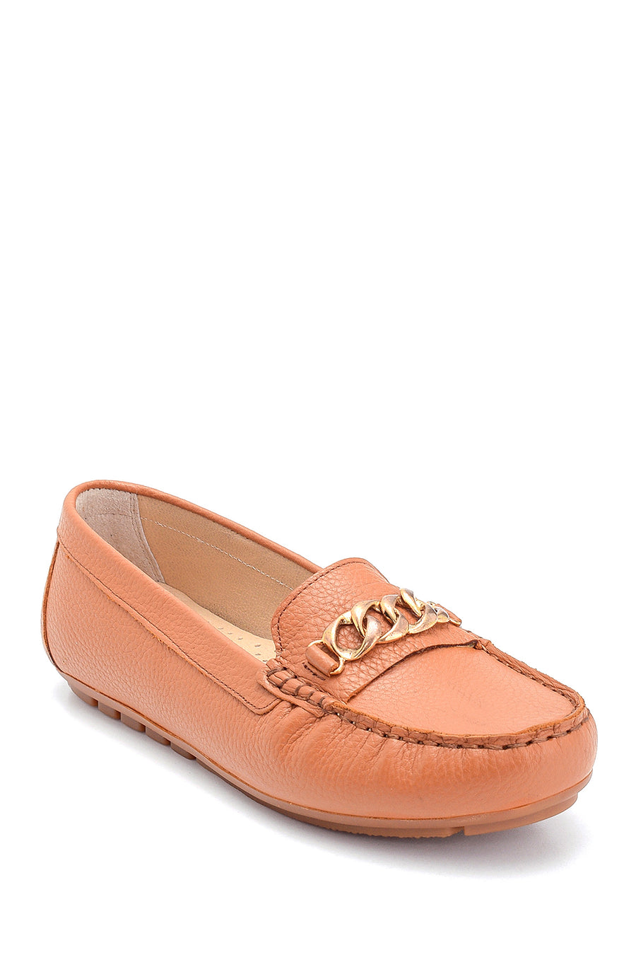 Women's Leather Chain Detailed Loafer