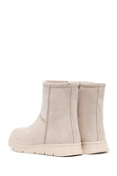 Women's Beige Zippered Suede Teddy Boot | Derimod