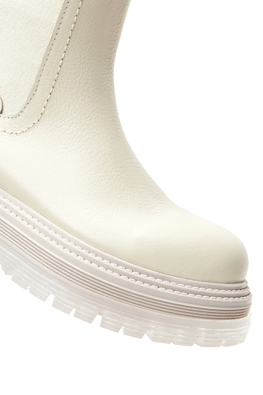 Women's Cream Leather Chelsea Boots