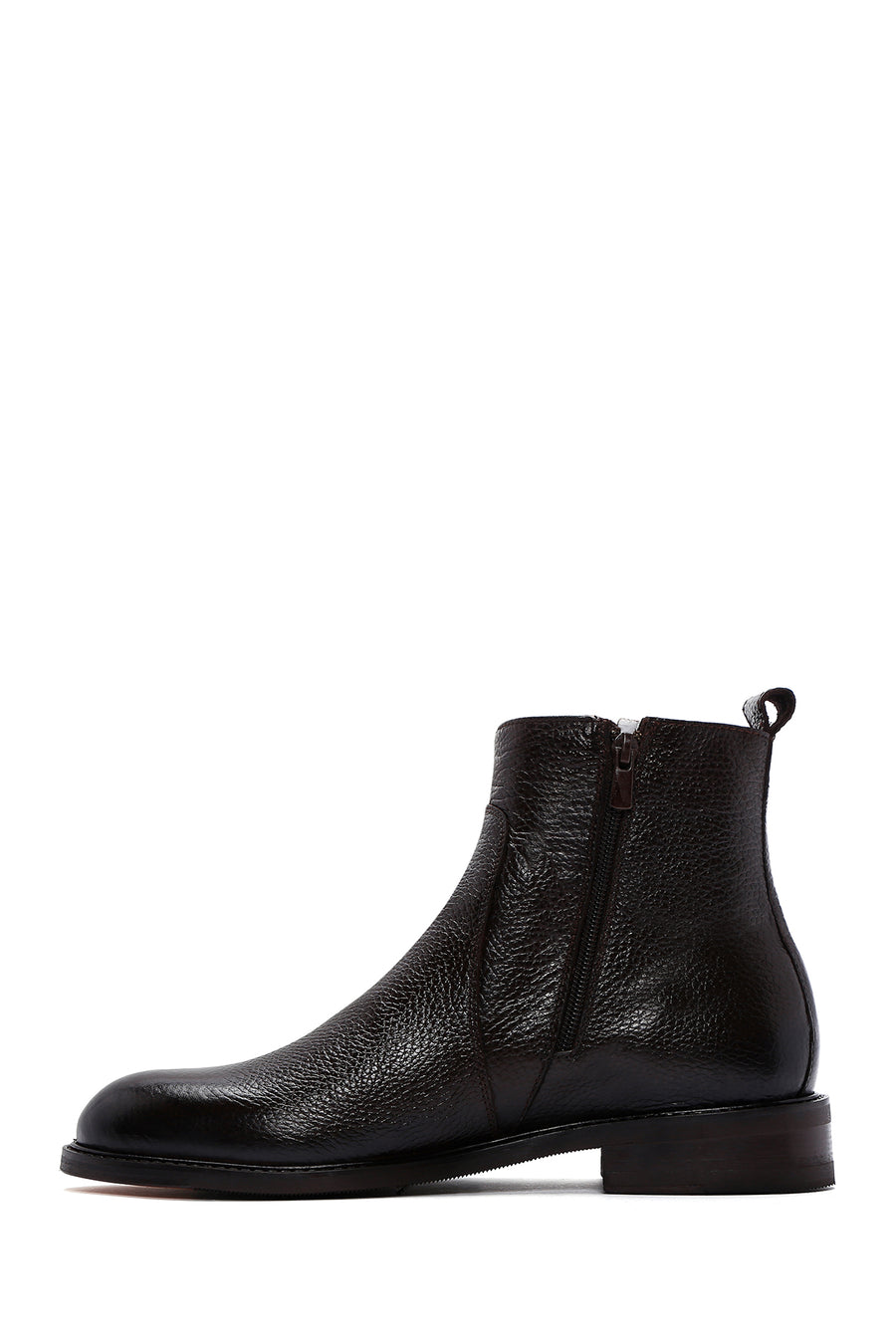 Men's Brown Zippered Leather Casual Boots
