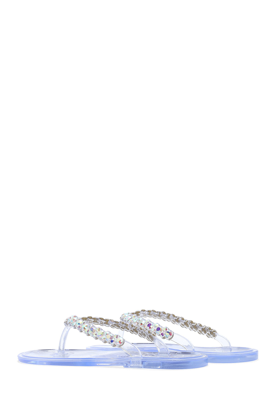 Women's Transparent Flip Flops with Stones Jelly Slippers