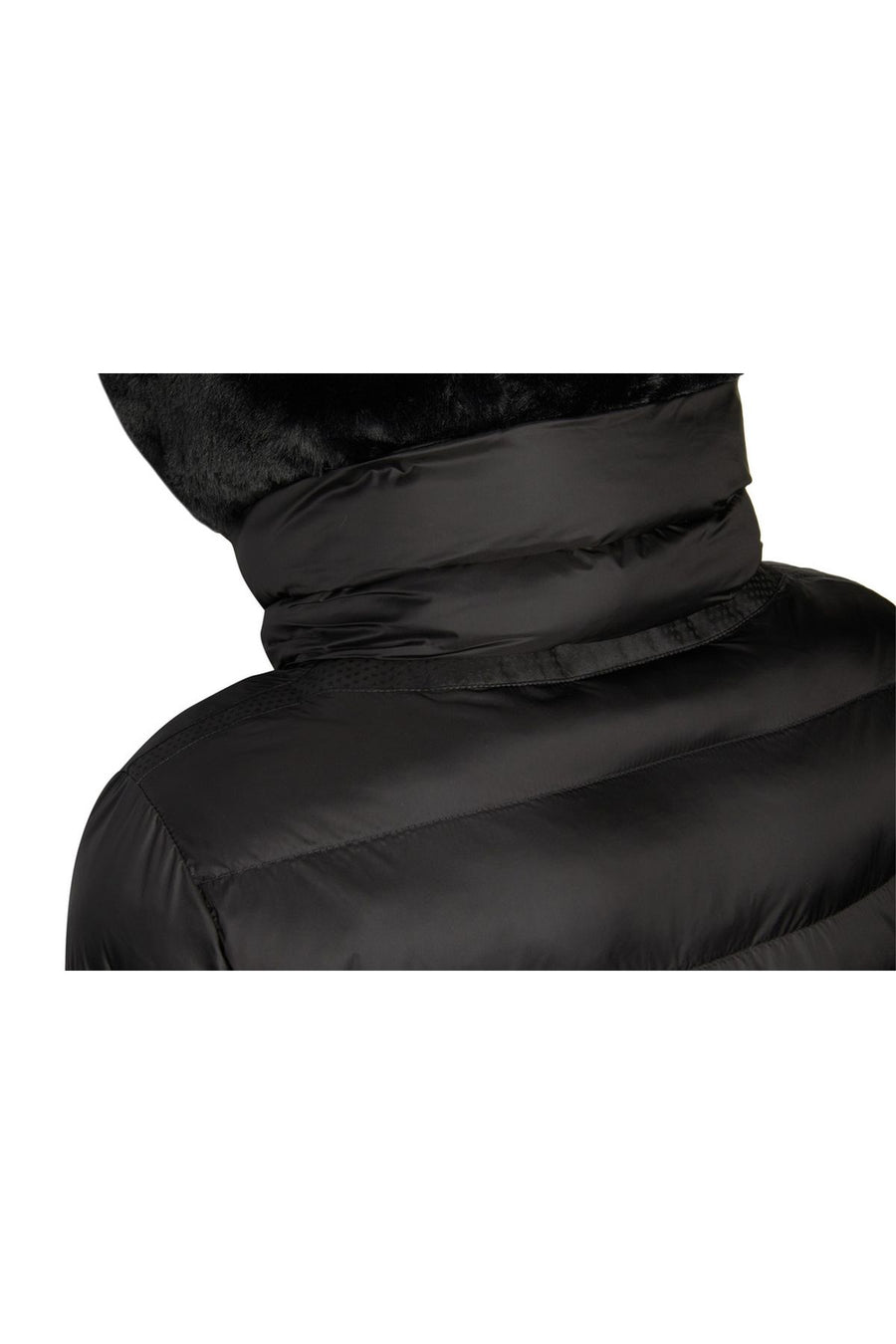 Geox Women's Black Desya Double Collar Hooded Fur Coat