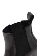 Women's Black Thick Heeled Leather Chelsea Boot | Derimod