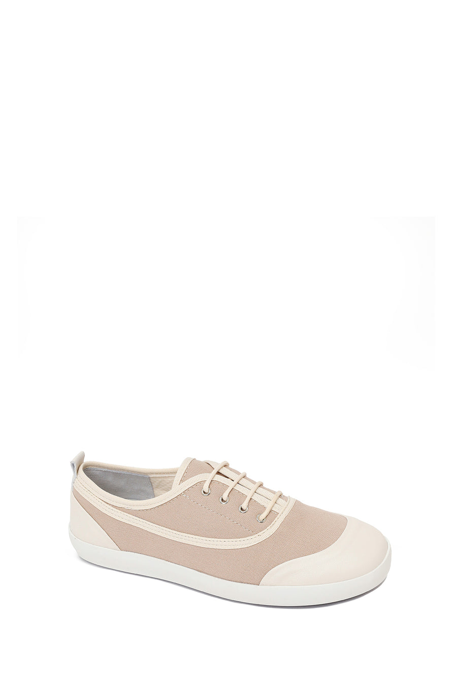 Kadın Bej Bağcıklı Deri Sneaker