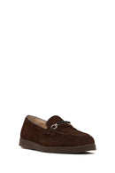 Woman Brown Buckled Suede Comfort Loafer | Derimod