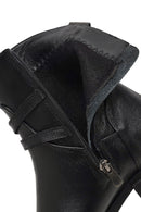 Woman Black Zip Closure Buckled Leather Boots | Derimod