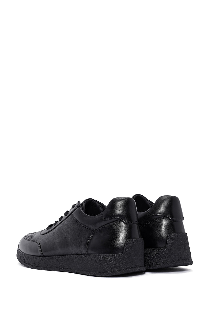 Men's Black Lace-up Leather Sneaker