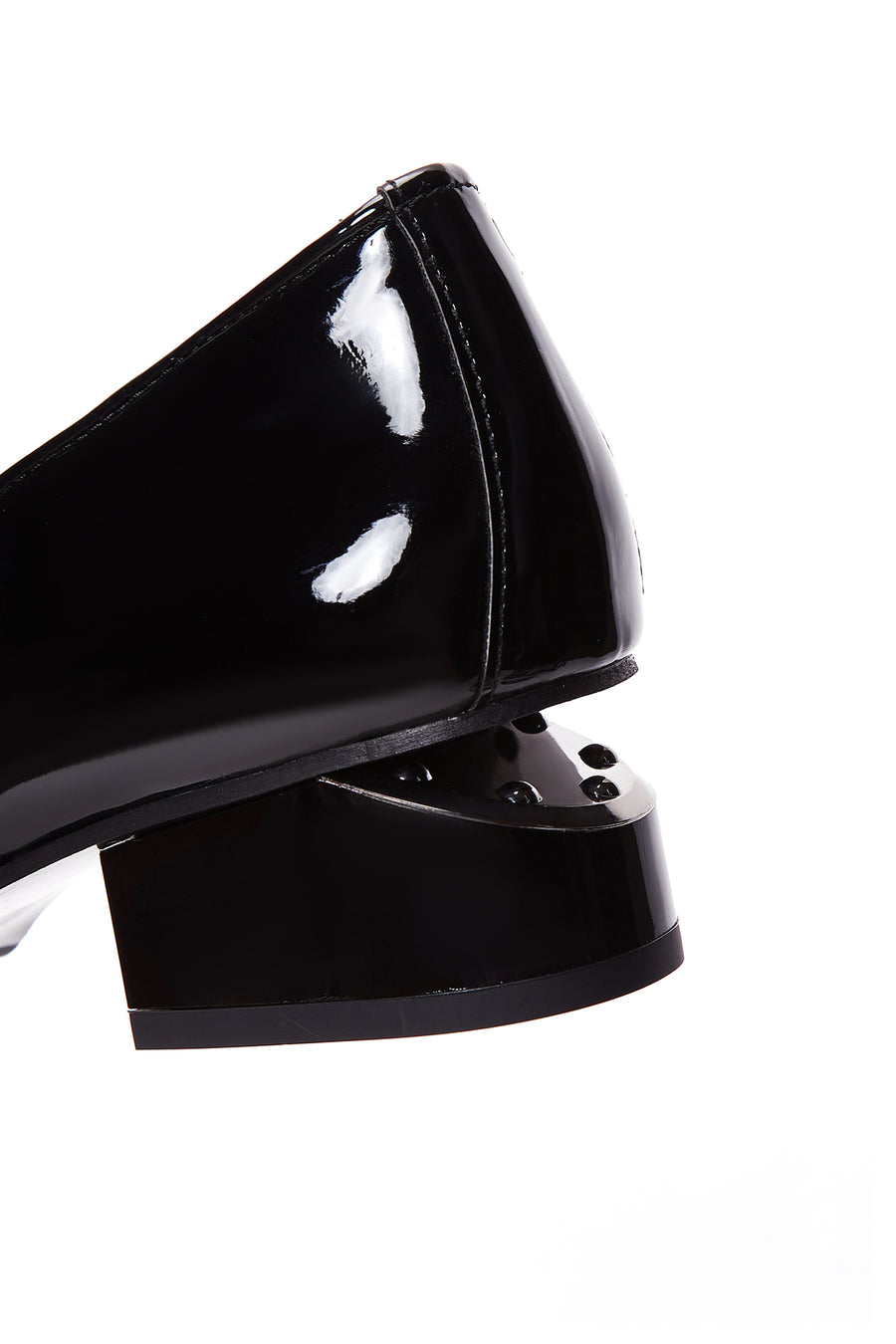 Women's Black Heeled Patent Leather Masculine Loafer