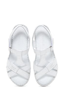 Women's White Strappy Leather Comfort Sandals | Derimod