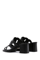 Women's Black Thick Heeled Slippers | Derimod