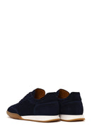 Male Navy Lace-up Suede Leather Sneaker | Derimod