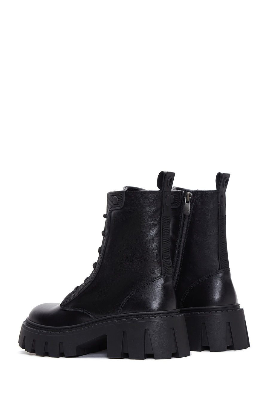 Women's Black Zippered Leather Boots