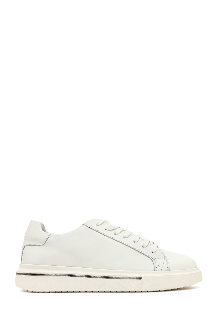 Men's White Lace-Up Thick-Soled Leather Sneaker 25WFD612518 | Derimod