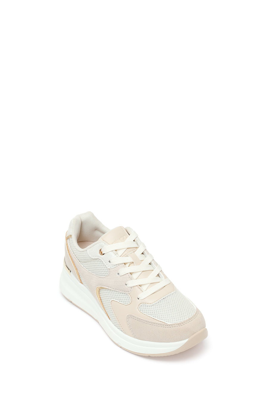 Woman Beige Lace-Up Wedge Sneaker