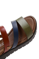 Women's Multicolored Thick-Soled Leather Bodrum Sandals | Derimod