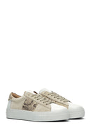 Women's Mink Leather Patterned Sneaker | Derimod