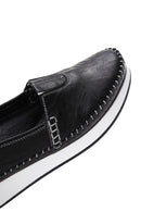 Women's Black Leather Comfort Loafer | Derimod