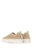 Woman Gold Lace-Up Chunky Sole Glitter Fabric Casual Shoes | Derimod