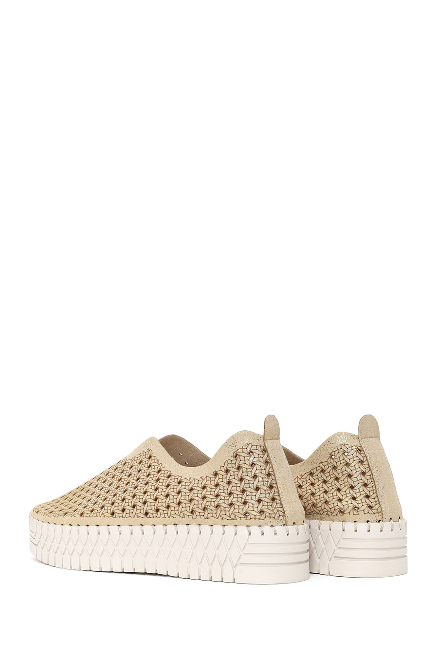 Woman Gold Lace-Up Chunky Sole Glitter Fabric Casual Shoes