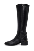 Women's Black Zippered Leather Boots | Derimod