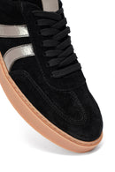 Woman Black Lace-Up Suede Leather Sneakers | Derimod