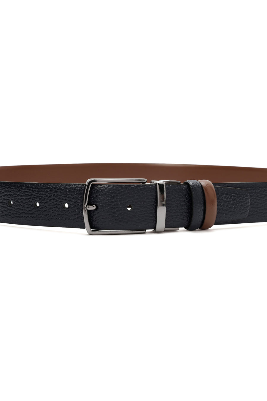 Men's Navy Blue Printed Leather Belt