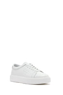 Men's White Lace-up Thick-Sole Leather Sneaker | Derimod