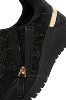 Derimod Zero Women's Black Zippered Wedge Heel Fabric Sneakers | Derimod