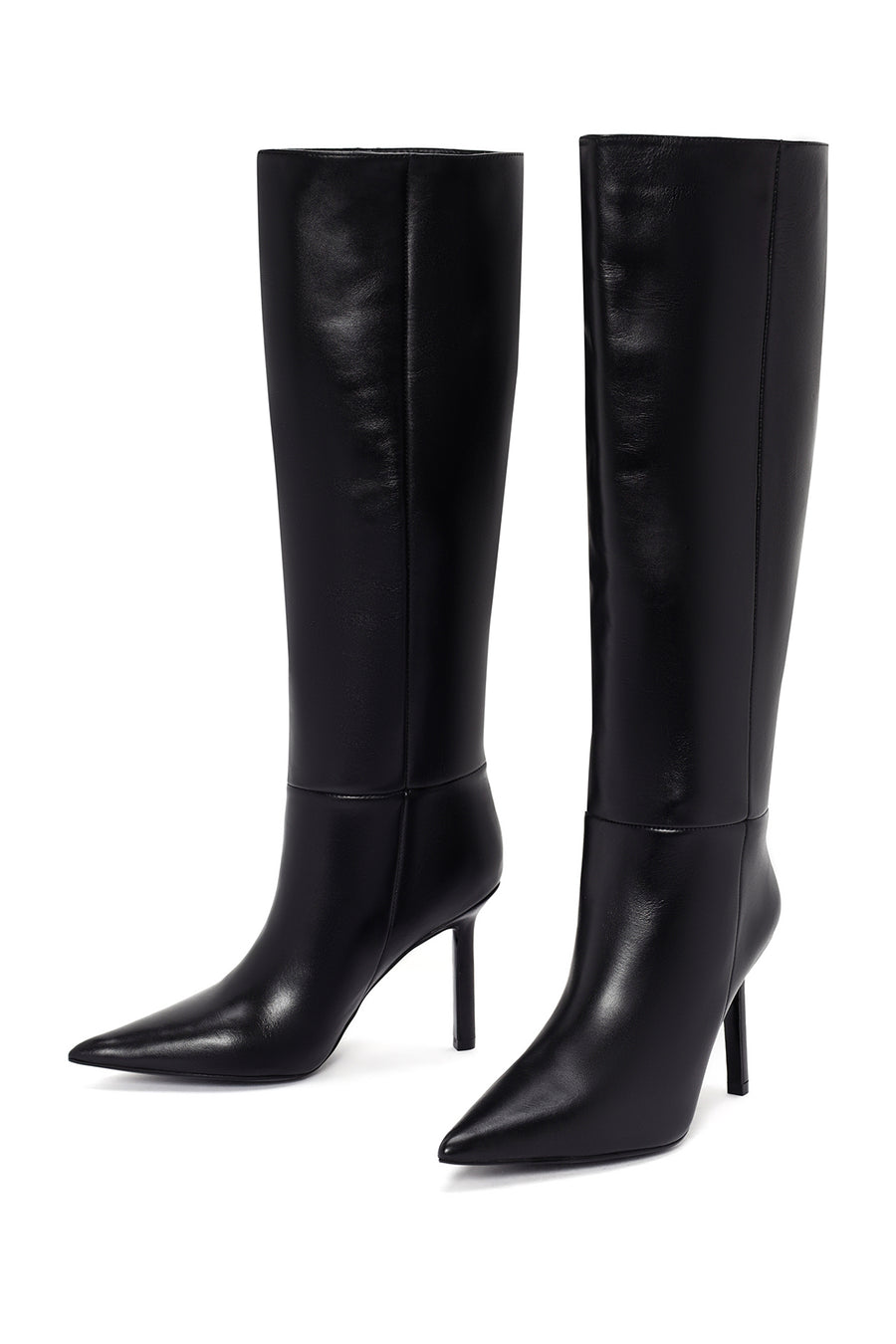 Women's Black Thin Heeled Leather Boots