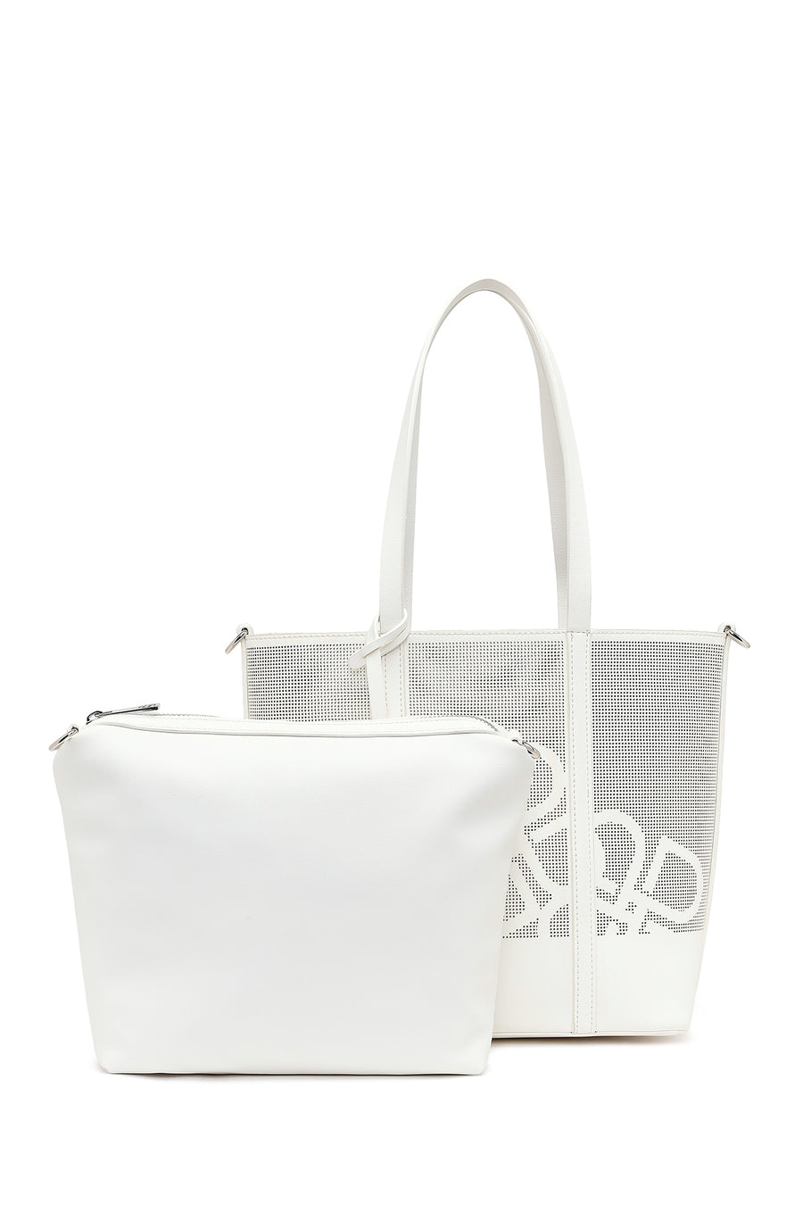 Woman White Long-Strap Printed Shoulder Bag