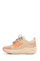Derimod Zero Women's Beige Thick-Soled Lace-Up Fabric Sneakers | Derimod