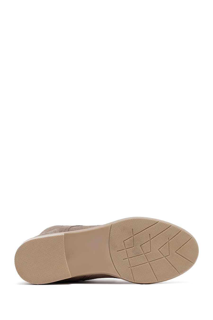 Woman Beige Lace-Up Zippered Suede Leather Boat