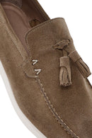 Men's Beige Tassel Suede Leather Casual Loafer | Derimod