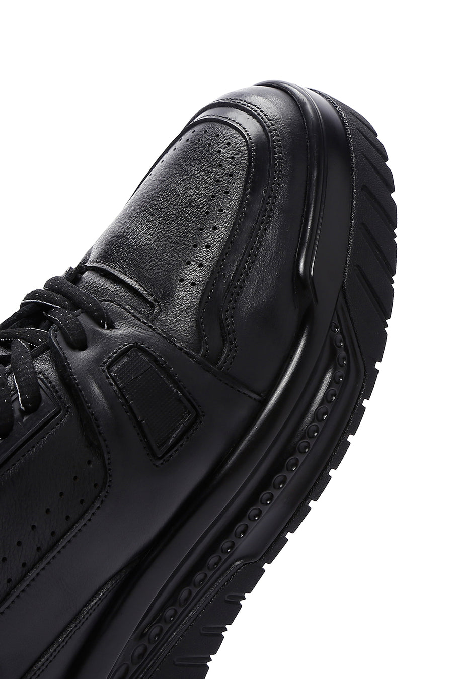 Erkek Siyah Deri Kalın Tabanlı Sneaker