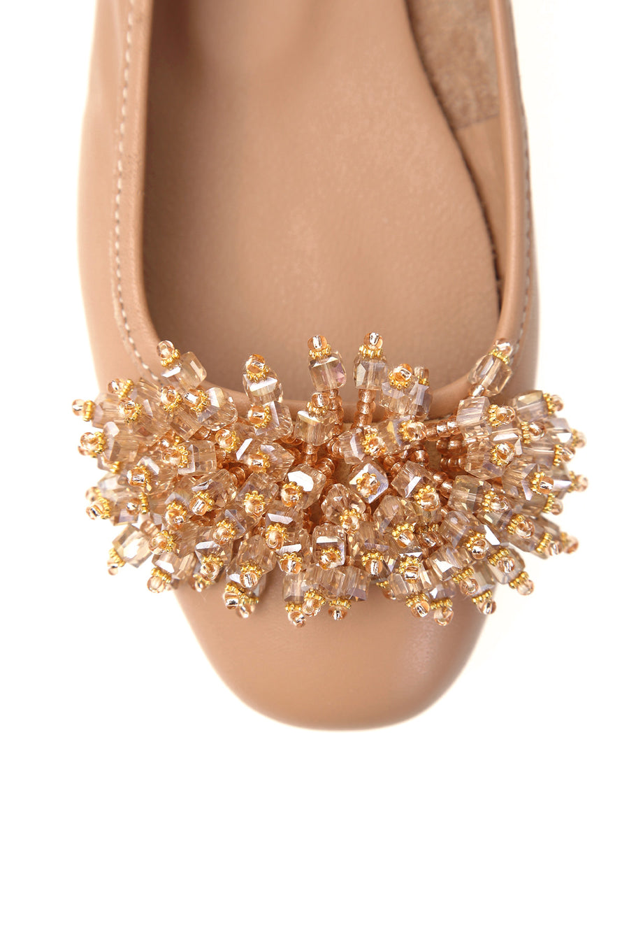 Bead Detailed Women's Leather Ballerinas